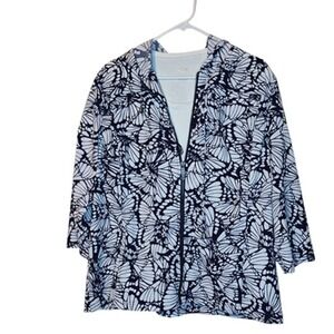 Chicos Zenergy Jacket Shirt Set Womens 3 Butterfly Print‎ Rhinestone Top Blouse
